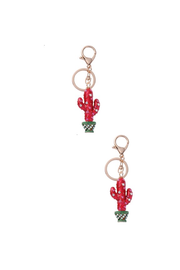 Hytrove Key Ring Cactus Shaped Decorative Accessory for Car Key 2Pack 4.7x1.2x0.2in