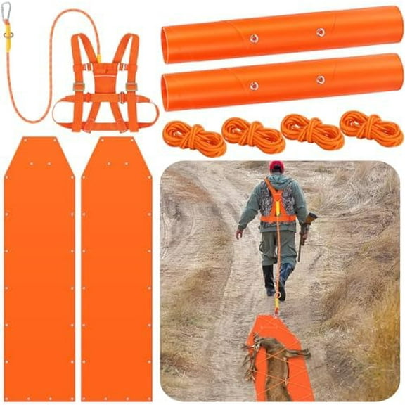2 Pcs Deer Drag Sleds with Deer Drag Harness and Ropes Heavy Duty Thickened Tear-Resistant Portable Outdoor Gear for Hauling Hunting Trophy Firewood Ice Fishing$$Sport & Recreation Other