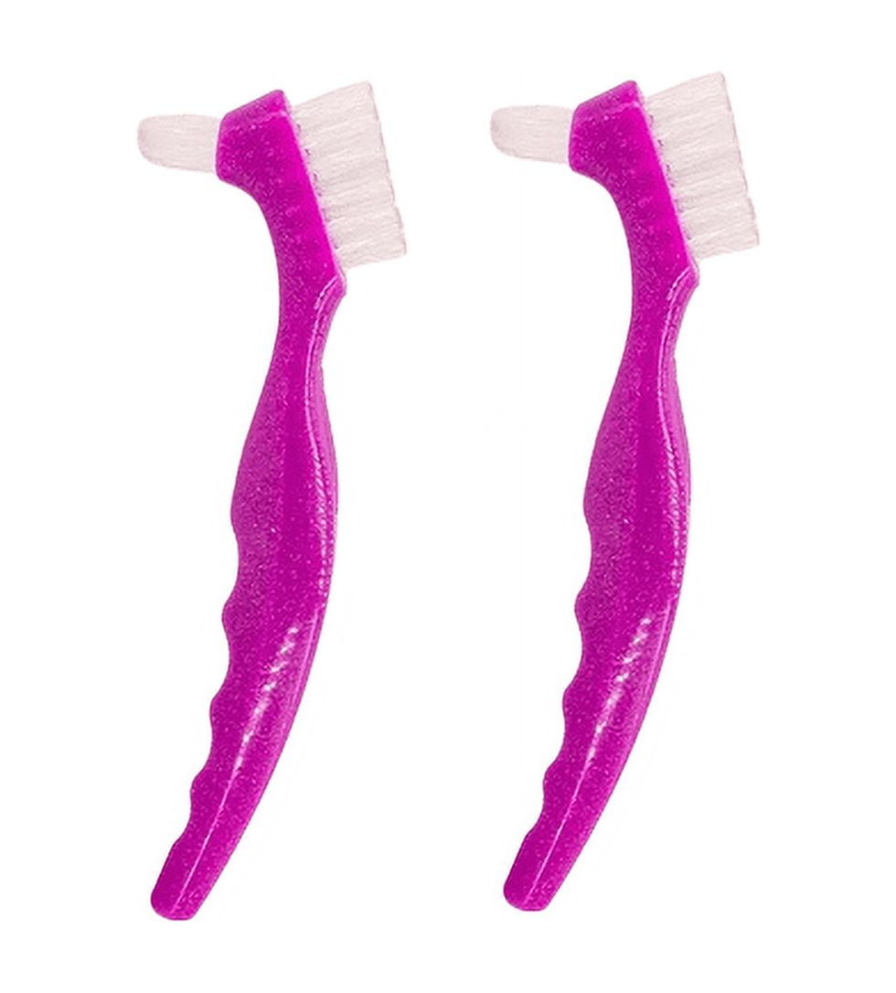 2/Pcs Denture Care Brushes Glitter Firm Hard Duble Sided Cleaning