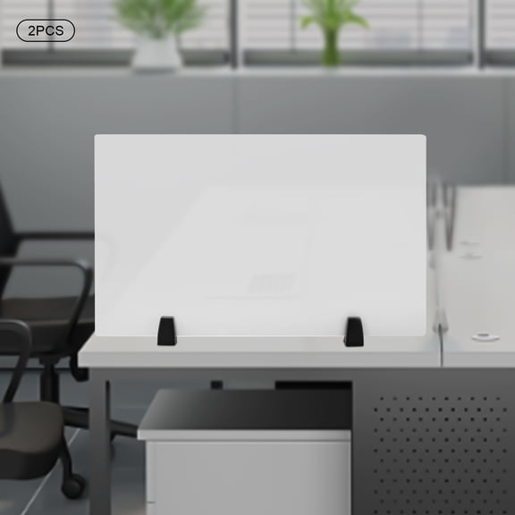 2 Pcs Desk Privacy Panels Acrylic Sneeze Guard Officedesk Clear Dual Frosted for Classrooms, Offices