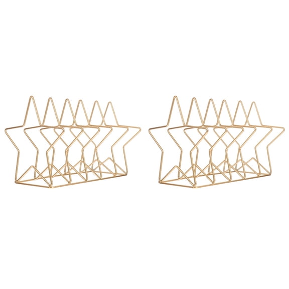 2 Pcs Desktop Book Shelf Log House Office Card Topper Golden