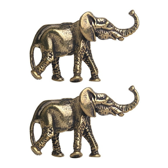 Homoyoyo Copper Elephant Figurine Golden Creative Car and Home Decor 2Pcs