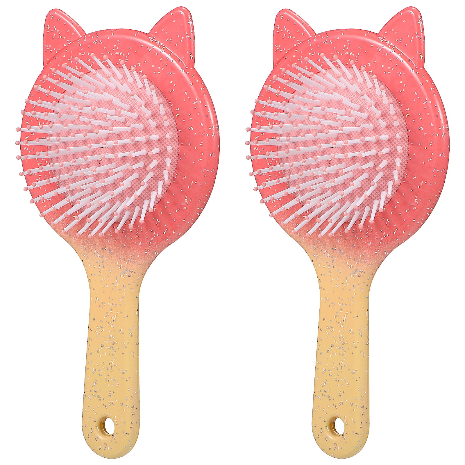 2 Pcs Detangler Brushes Detangling Hairbrush Cartoon Cat Ear Hair Combs Massage Combs