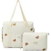 2 Pcs Diaper Bag Tote for Baby Small Multifunction Maternity Bag Quilted Cotton Cute Stroller Storage Bag Travel