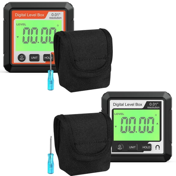 2 Pcs Digital Angle Gauge Accurate Digital Protractor with Magnetic Base Portable Angle Finder Measuring Tool for Woodworking Automotive Repair