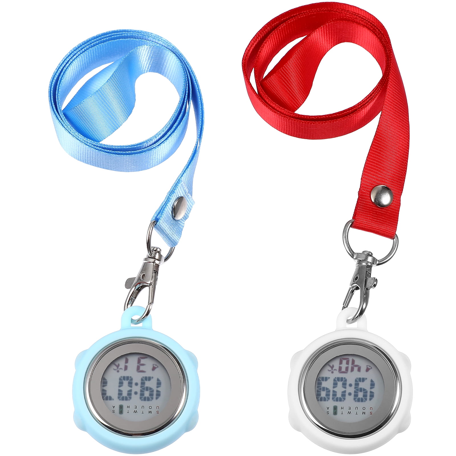 2 Pcs Digital Pocket Watches with Buckle bing Lanyard Practical