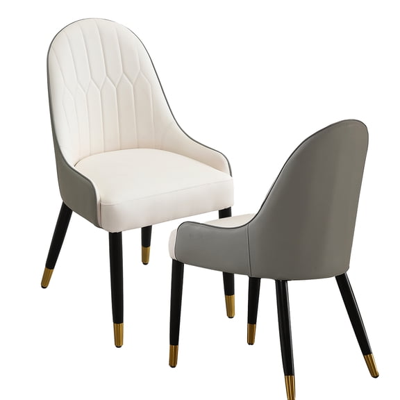 2 Pcs Dining Room Chairs, Faux Leather With Quilting Ornament, Metal Legs, Ergonomic Design, Sponge Fill, Suitable For Office, Of Pu Minimalist Style Home, Comfortable Seat Reception Room, American