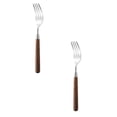 thumbnail image 1 of 2 Pcs Dinner Fork, Stainless Steel Fork with Round Wooden Effect Handle, Forks Silverware Set for Home Kitchen Restaurant Hotel, 7.87 Inch, Fork, 1 of 9