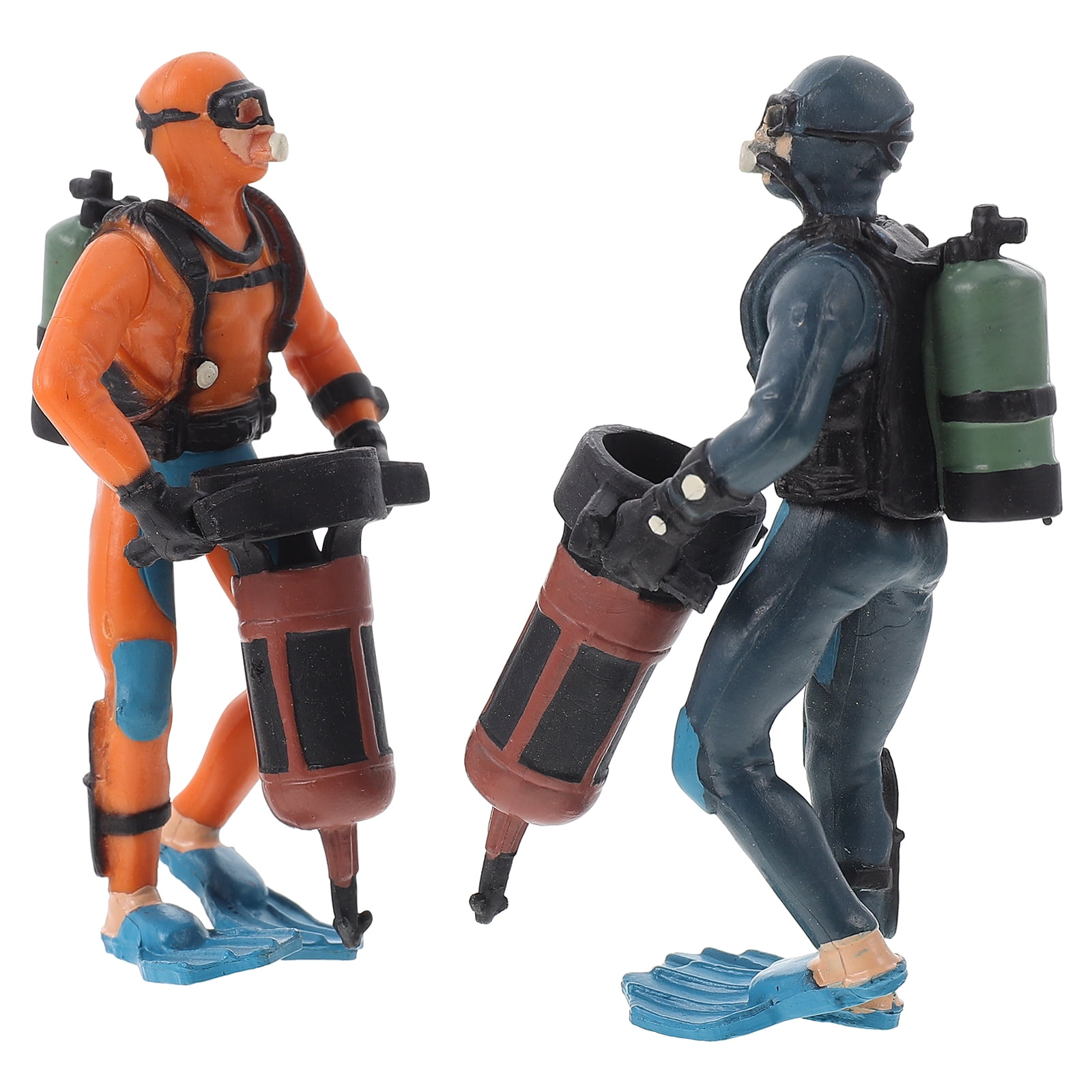 2 Pcs Diver Model Toy Underwater Explorer Doll Diver Ornament Fish Tank