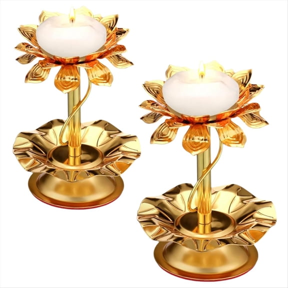 2 Pcs Diwali Candle Holder Metal Diya for Diwali Pooja Ghee Lamp Candle Holder Indian Diyas Decorations