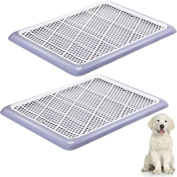 2 Pcs Dog Potty Tray Mesh Puppy Training Pad Holder Floor Protection Portable Pee Pad Pet Toilet Training Tray Litter Box Corner for Medium and Large Dogs 25.6 x 18.9 x 1.2 Inch