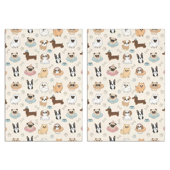 2 Pcs Dog and Pool Float Beige Pattern Funny Kitchen Towels, Microfiber Dish Towels, Kitchen Tea Towels Set 18" X 26"