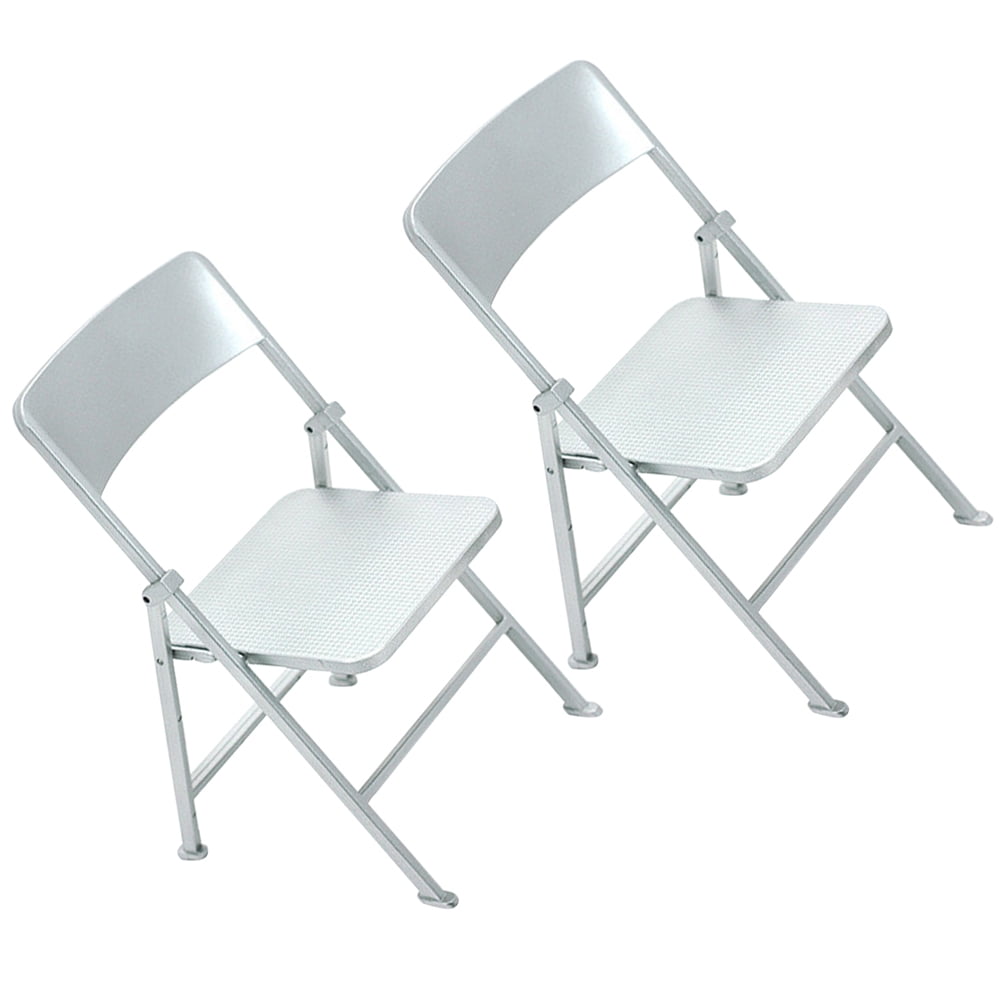 2 Pcs Dollhouse Folding Chair Adorable Furniture DIY Mini Foldable Decorative Miniature Toy Longue Deck Child