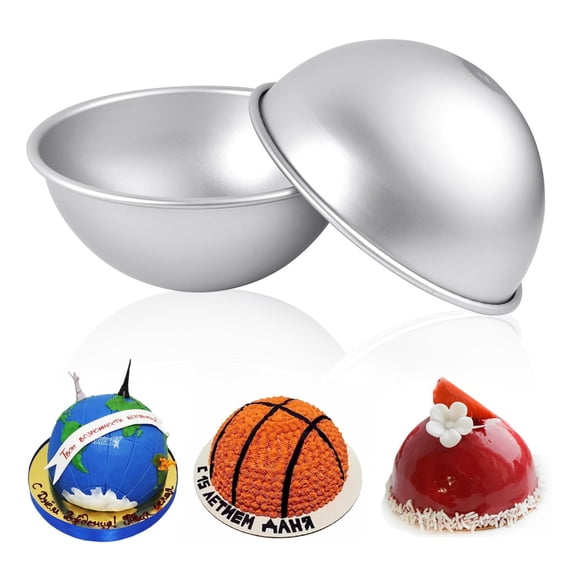 2 Pcs Dome Cake Pan, 5 in Aluminum Half Ball Cake Mould Hemisphere DIY Birthday Cake Mold for Pudding Baking