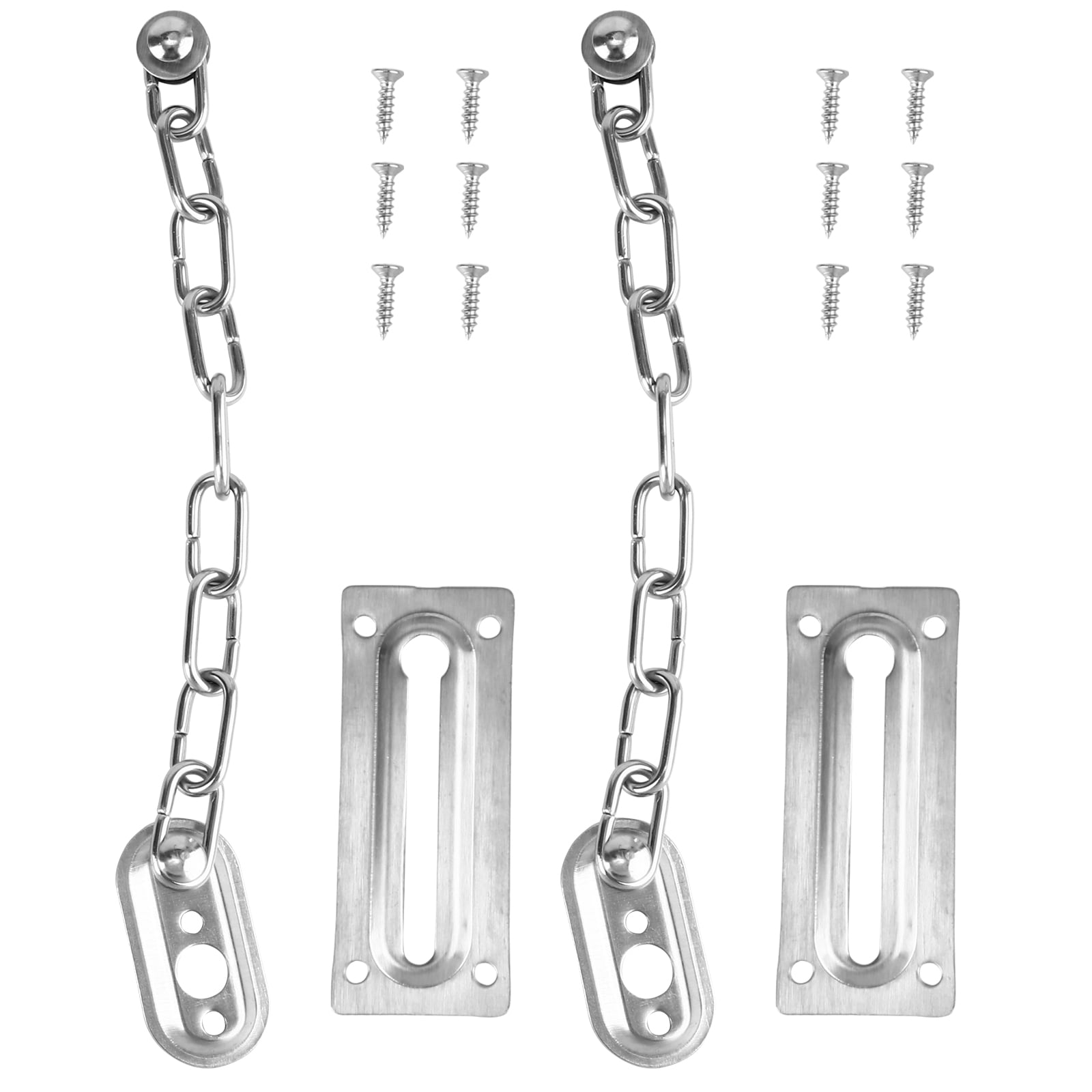 2 Pcs Door Chain Lock Stainless Steel Security Chain Guard Heavy Duty