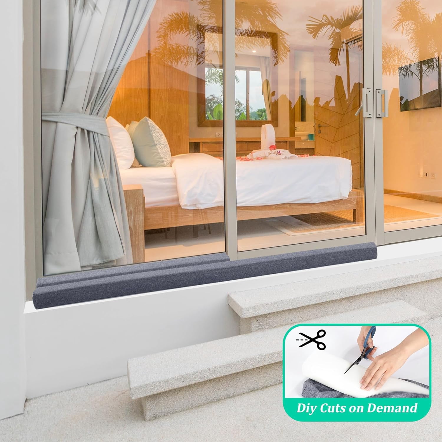 2 Pcs Door Draft Stopper,Sliding Door Draft Stopper Glass Door Draft ...