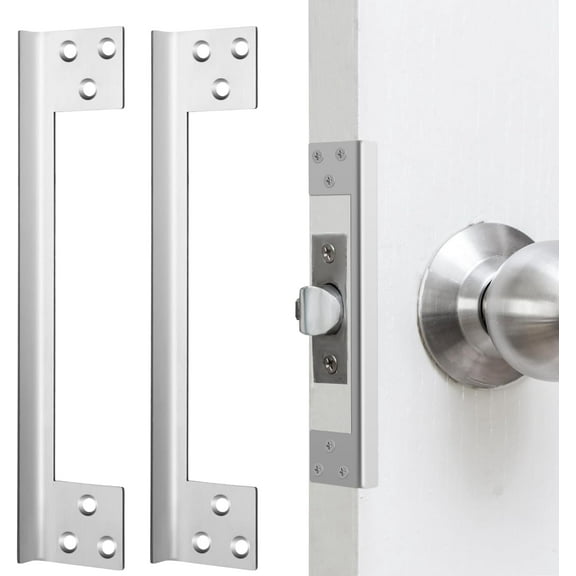 2 Pcs Door Latch Guard Plate 7 Inch Outswing Angle Latch Protector Shield L Shaped Security Reinforcement Striker Plates to Block Access to Door Lock Deadbolt