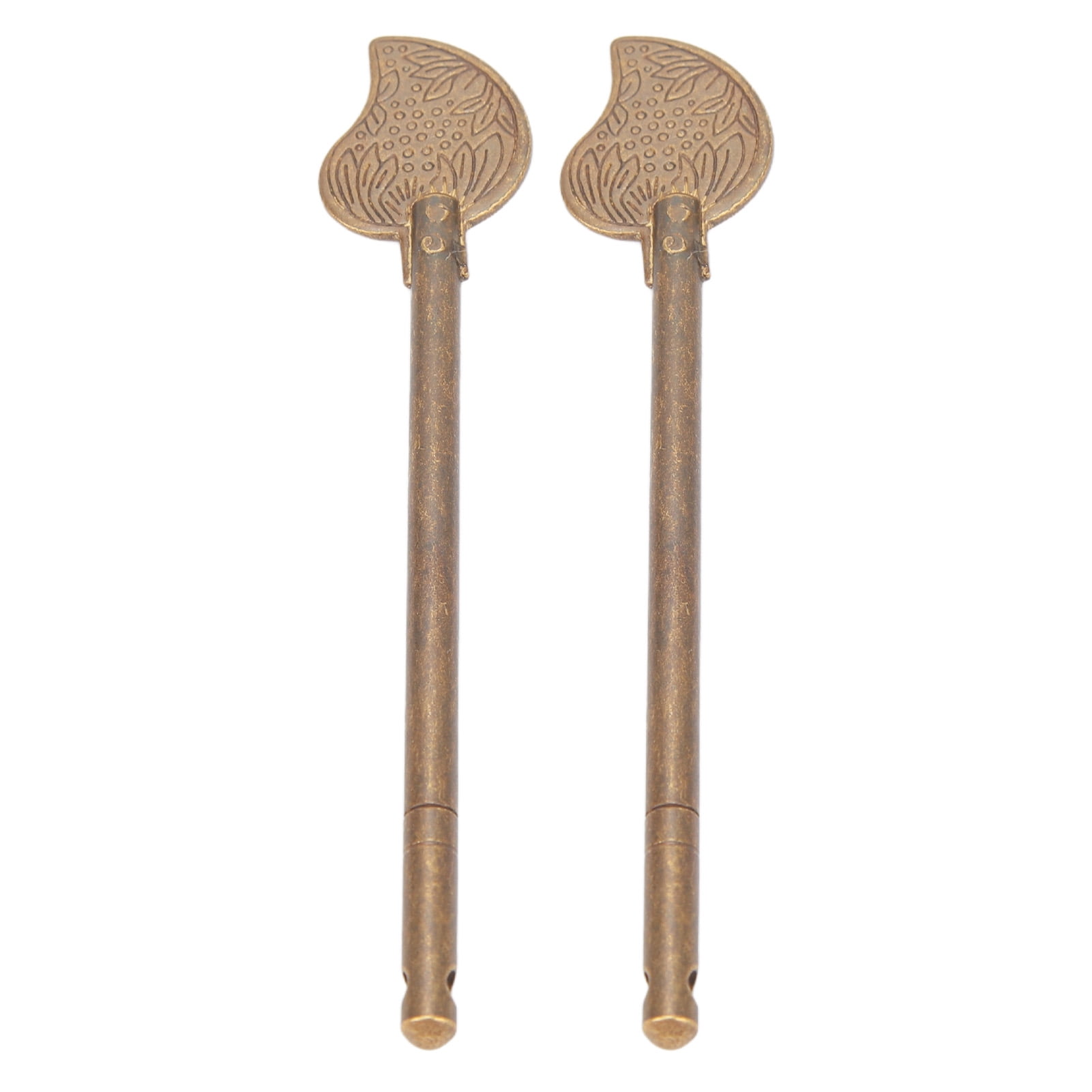 2 Pcs Door Latch Locking Pin 11cm Leaf Shape Retro Style Brass