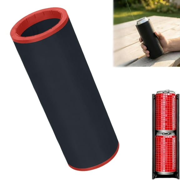 2 Pcs Double Tactical Reload Can Holder-Ultra Chill System, Tactical Reload Can, Fill Two 12-Ounce Cans Of Beverage, Fast Fill Shot, Secure Fit, Suitable For Camping, Travel, Party, Gift (Black-Red)