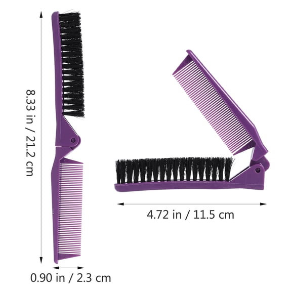 2 Pcs Double Teeth Folding Comb Pocket Hair Combs Brush Grubber Travel Hairbrush for Women Foldable Tail Small Purse