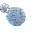thumbnail image 1 of 2 Pcs Double-layer Waterproof Shower Caps Bath Hats for Women Solid Color Reusable Easy-To-Clean Shower Caps, 1 of 5