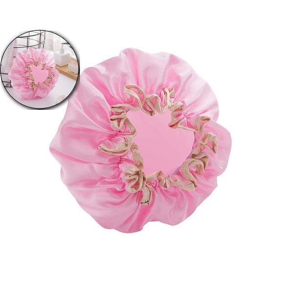 2 Pcs Double-layer Waterproof Shower Caps Bath Hats for Women Solid Color Reusable Easy-To-Clean Shower Caps