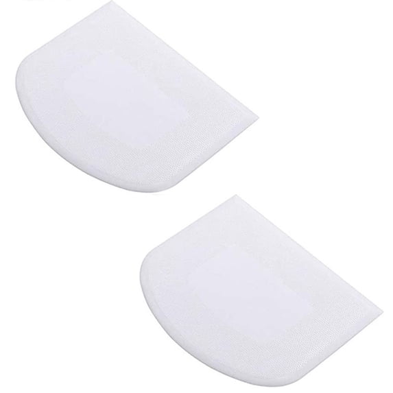 2 Pcs Dough Scraper Bench Scraper - Plastic Flexible Bowl Scraper, Sharp Edge & Angles Cake Scraper. Non-Slip Bakeware Decorating Tools Sculpting & Modeling Tools, 4.72"x3.74", White