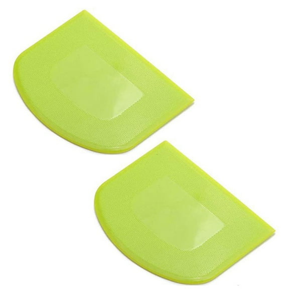 2 Pcs Dough Scraper Bench Scraper - Plastic Flexible Bowl Scraper, Sharp Edge & Angles Cake Scraper. Non-Slip Bakeware Decorating Tools Sculpting & Modeling Tools, 4.72"x3.74", Green