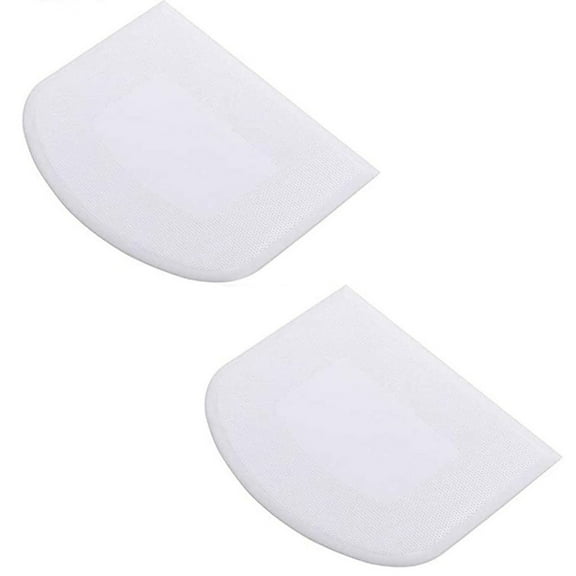 2 Pcs Dough Scraper Bench Scrapers, Plastic Flexible Dough Cake Cutters with Curved Edge, Multipurpose Non-Slip Pastry Cutting Tool for Cake Pizza Dough Butter Sculpting & Modeling,White