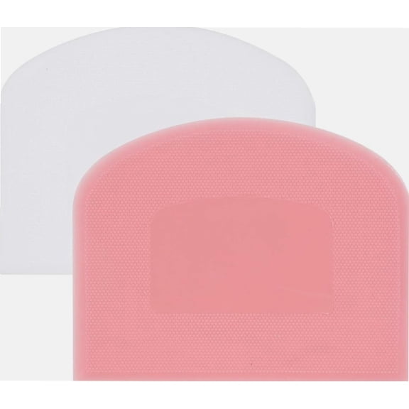 2 Pcs Dough Scraper Plastic Pastry Bread Dough Cutter Scrapers Smoother Shape Spatulas for Bread Bakeware for Baking (Pink/White)