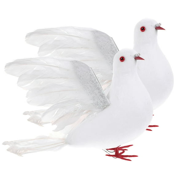 OUNONA 2pcs Foam Artificial Pigeons Fake Doves Wedding Ornaments Decoration
