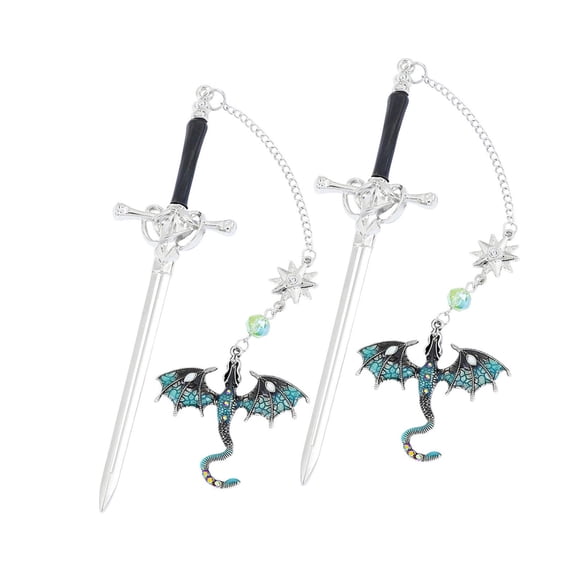 2 Pcs Dragon Swords Bookmarks Metal Page Markers Fantasy Bookmarks Stylish Reading Bookmarks Creative Bookmarks for Boy