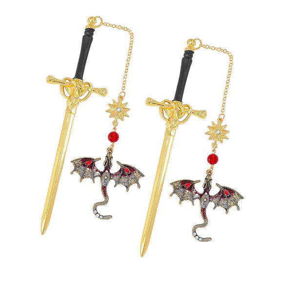 2 Pcs Dragon Swords Bookmarks Metal Page Markers Fantasy Bookmarks Stylish Reading Bookmarks Creative Bookmarks for Boy