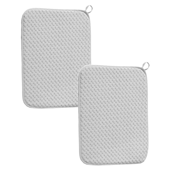 2 Pcs Drain Pad, Dish Drying Mats for Kitchen Counter, Dish Drying Pads Absorbent, Washable Microfiber Dishes Drainer Mats, Solid Color Dish Drying Mat for Kitchen, 23.6"x17.7"