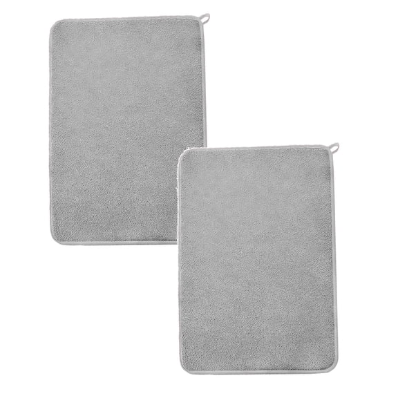 2 Pcs Drain Pad, Dish Drying Mats for Kitchen Counter, Dish Drying Pads Absorbent, Washable Microfiber Dishes Drainer Mats, Solid Color Dish Drying Mat for Kitchen, 23.6"x17.7"