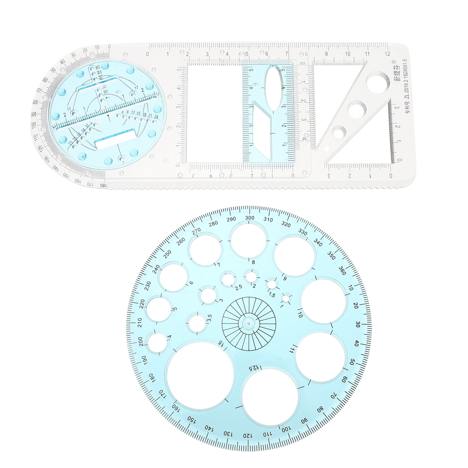 2 Pcs Drawing Ruler Geometric Template Architecture Tools ...