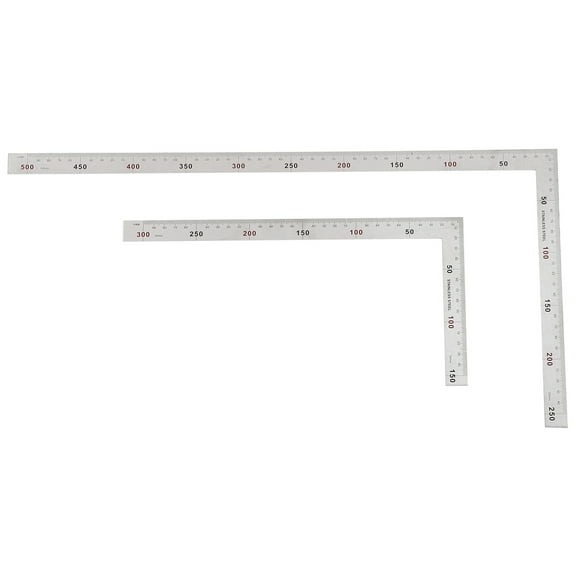 2 Pcs Drawing Square Tool L-square Ruler Engineering Students Stainless Steel Metal for Rulers Tools