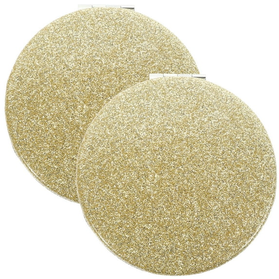 2 Pcs Dressing Table Mirror Small Makeup Pink Purse Pocket Metal Travel Child