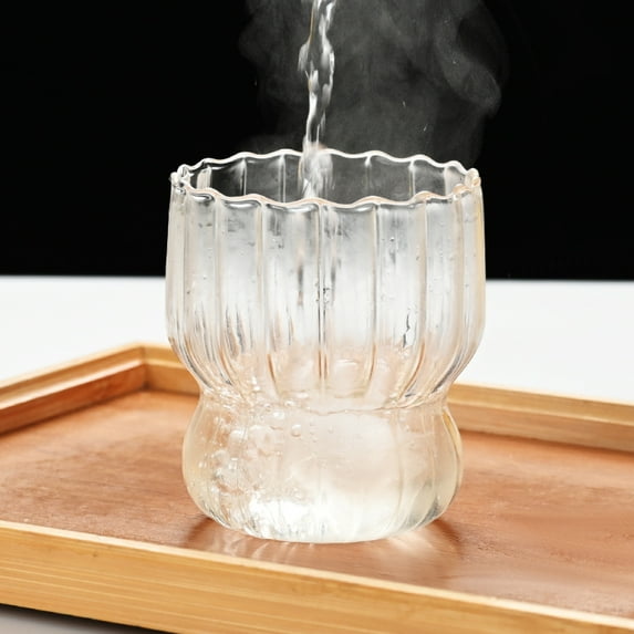 2 Pcs Drinking Glasses Set - 9.5 oz Modern Kitchen Drinking Glasses- Unique Glassware for Weddings, Cocktails, Glass Cup Coffee Mug