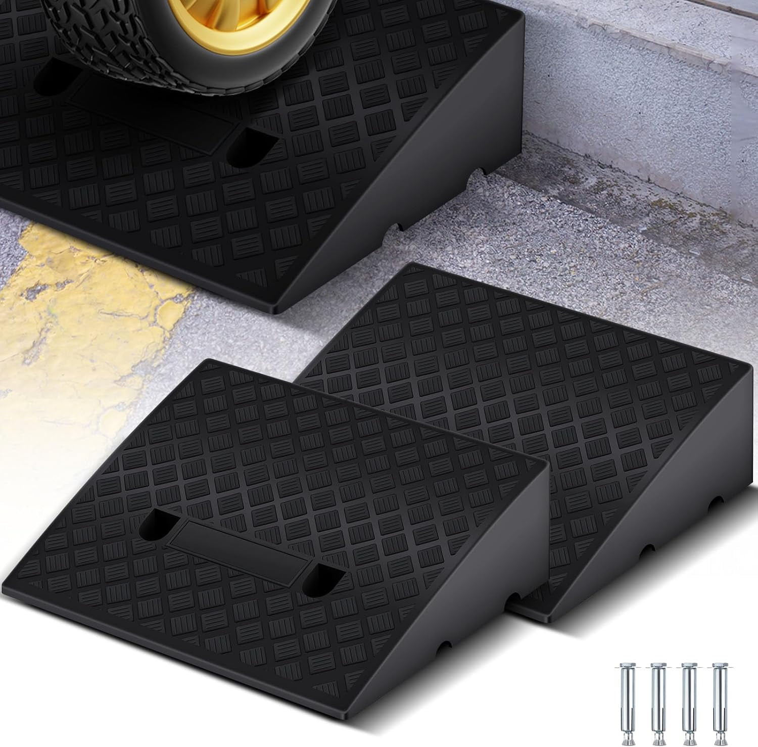 2 Pcs Driveway Curb Ramps Car Driveway Adjustable Curb Ramps Heavy Duty ...