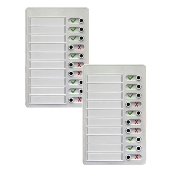 2 Pcs Dry Erase Chore Charts, Portable Whiteboard Checklist Boards, Reusable Chores Checklists Task Boards with 10 Sliders for to Do List Checklist Task Board Refrigerator Wall, 7.87"x4.72", White