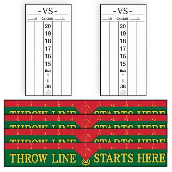 2 Pcs Dry Erase Darts Scoreboard with 4 Pcs Dart Throw Lines Plastic Set for Dart Game