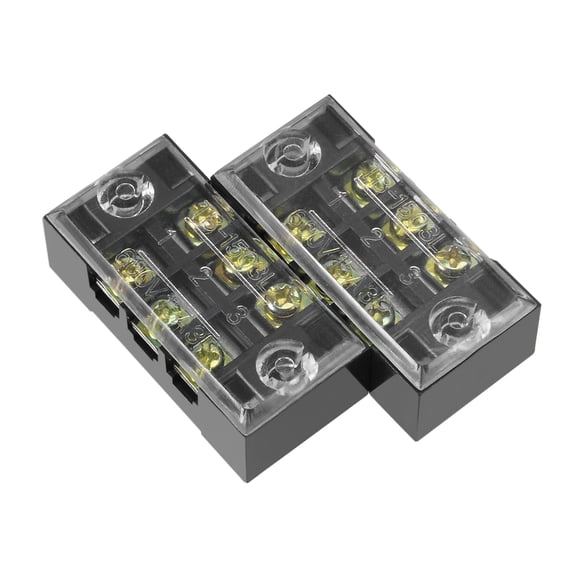 2 Pcs Dual Rows 3 Positions 600V 15A Cable Barrier Block Terminal Strip TB-1503L