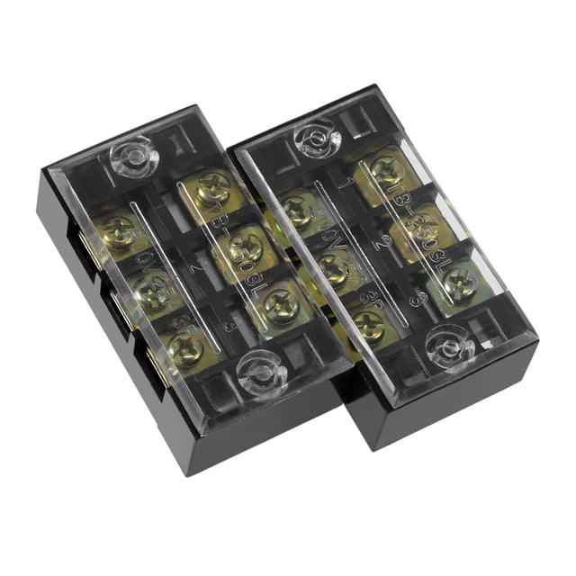 Terminal Block Two Rows 2 Pcs Dual Rows 3 Positions 600V 25A Cable Barrier Block Terminal Strip ...