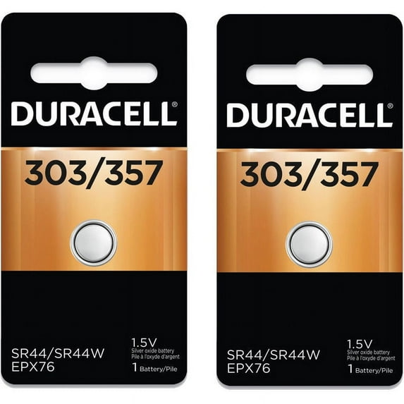 2 Pcs Duracell 357 303 A76 PX76 SR44W/SW LR44 AG13 Silver Oxide Battery