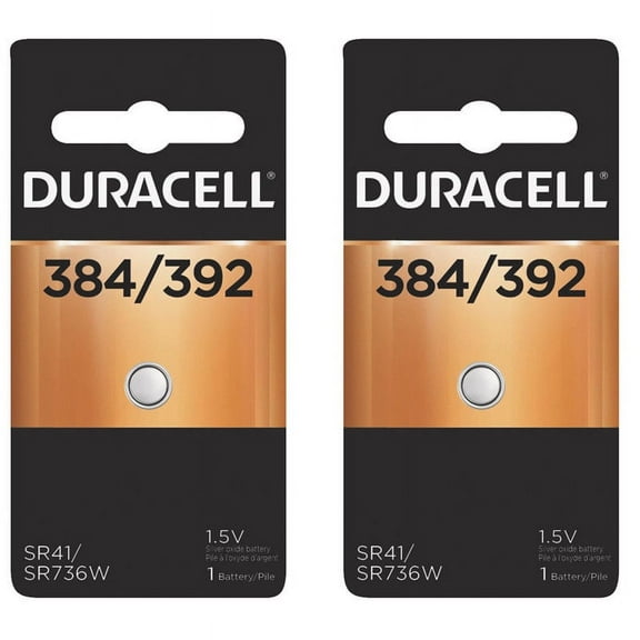 2 Pcs Duracell 384/392 Silver Oxide Battery (SR41, 736W)
