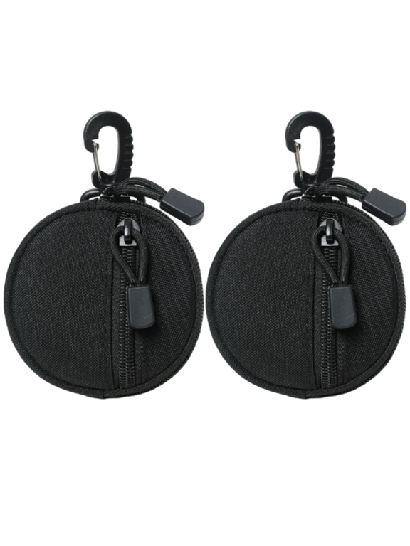 2 Pcs EDC Pouch Set, Mini Round Coin Purse with Zipper, 1000D Nylon Small Pouch with Clip, Expandable Capacity Organizer for Outdoor