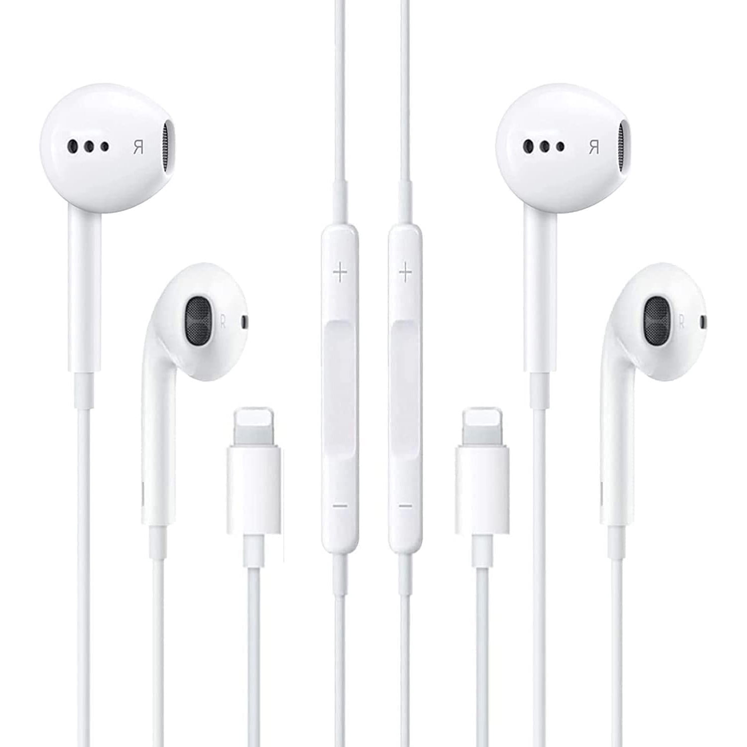 2 Pcs Earbuds with Lightning Connector，Wired in-Ear Noise Blocking Stereo Headphones with Built-in Microphone & Volume Control Compatible,Earphone for Apple iPhone