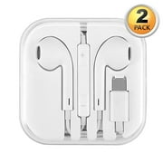 2 Pcs Earbuds with Lightning Connector，Wired in-Ear Noise Blocking Stereo Headphones with Built-in Microphone & Volume Control Compatible,Earphone for Apple iPhone