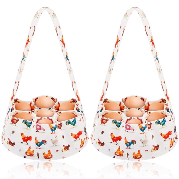 2 Pcs Easter Egg Collecting Basket for Gathering Fresh Eggs Mini Egg Collecting Basket with 7 Pouches for Farmhouse Chicken Home